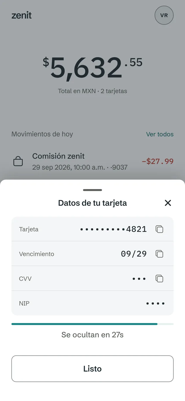 App zenit — datos de tu tarjeta protegidos